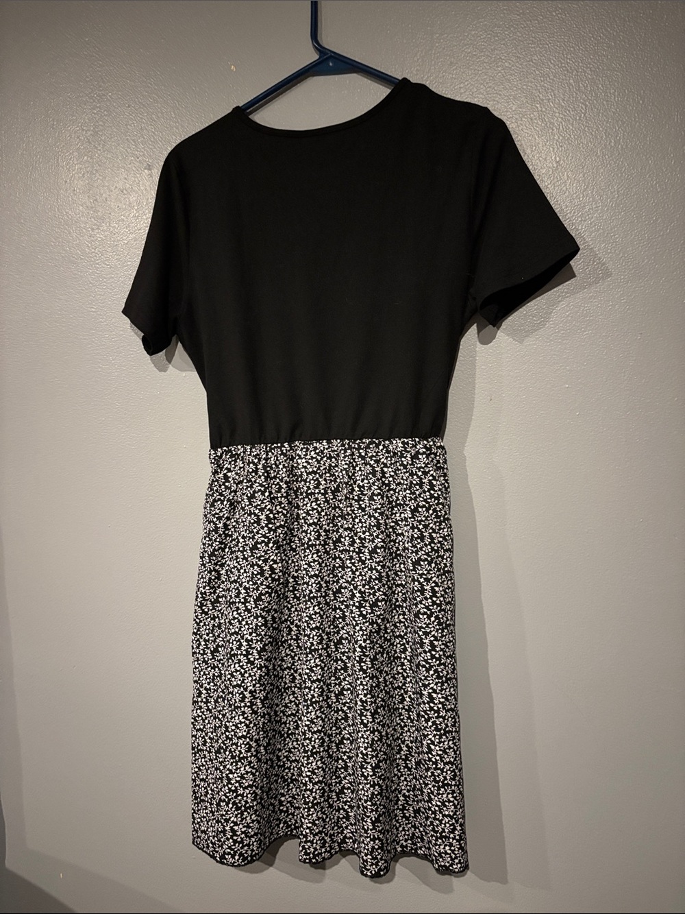 Black Top with Black & White Floral Skirt Women's Dress